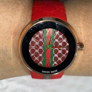Watch with Red and Green Accents
